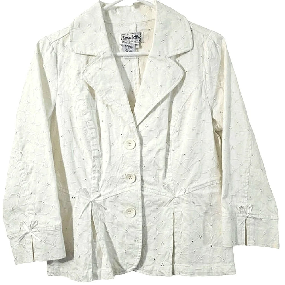 Vintage Live a Little‎ White Eyelet Blazer Petite XL